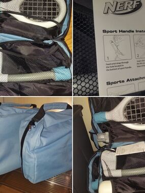 Set Of 2 Nerf Wii Sports Handles With Light Blue Carrying Bags